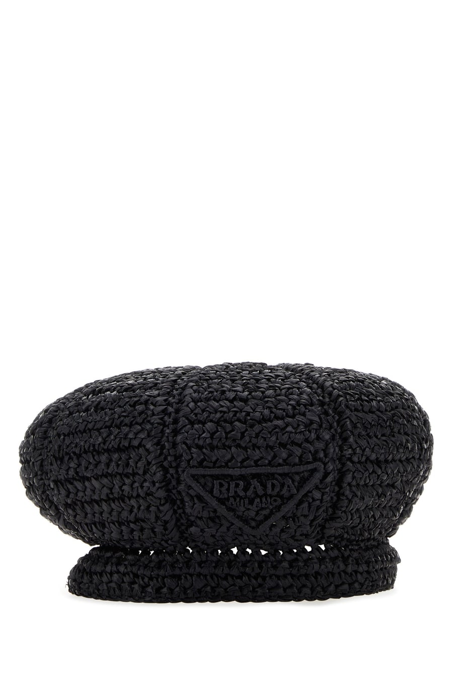 Prada Cappello baker boy in rafia nera, view 2