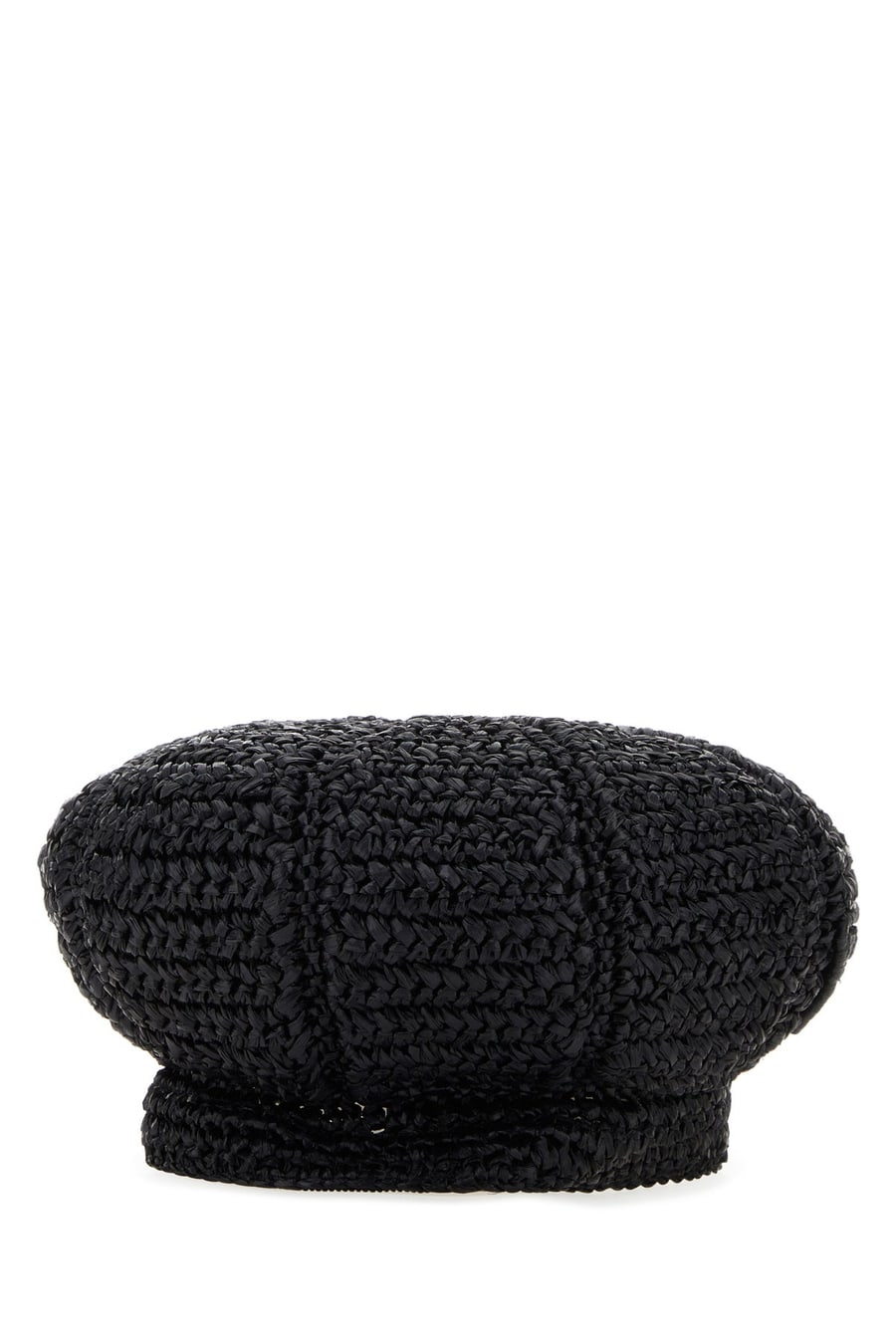 Prada Cappello baker boy in rafia nera, view 3