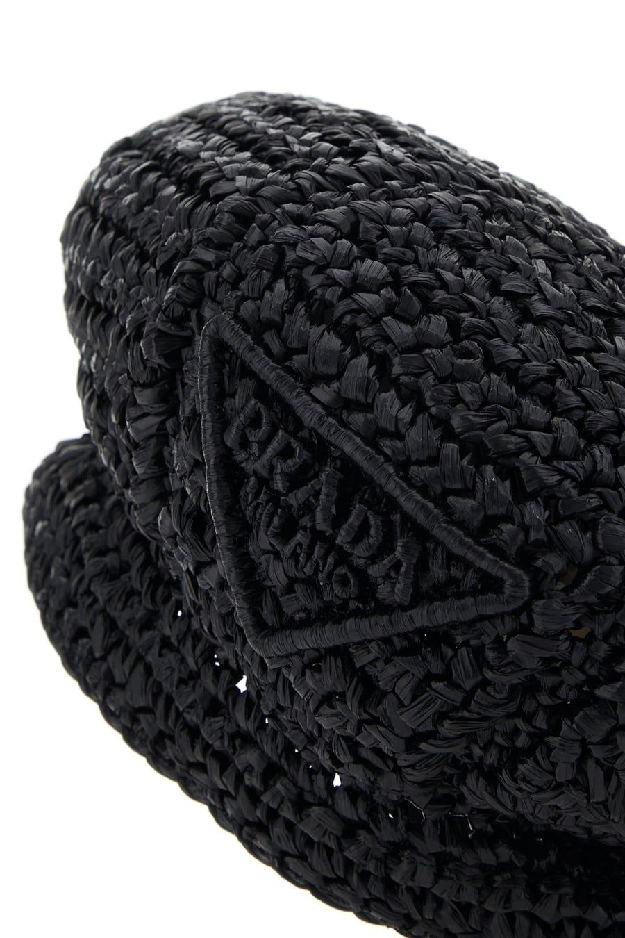 Prada Cappello baker boy in rafia nera, view 4