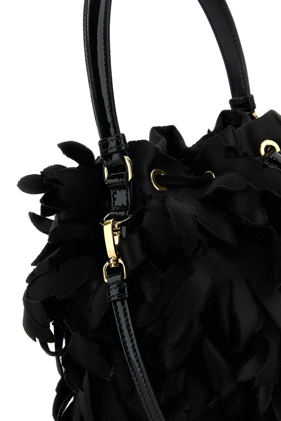 Prada Borsa a secchiello mini in raso decorato, view 4