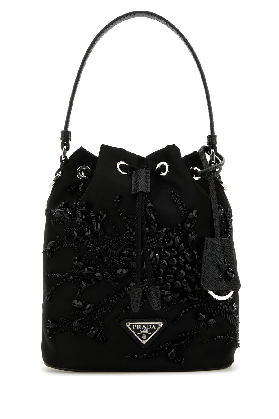 Prada Borsa a secchiello in nylon nero