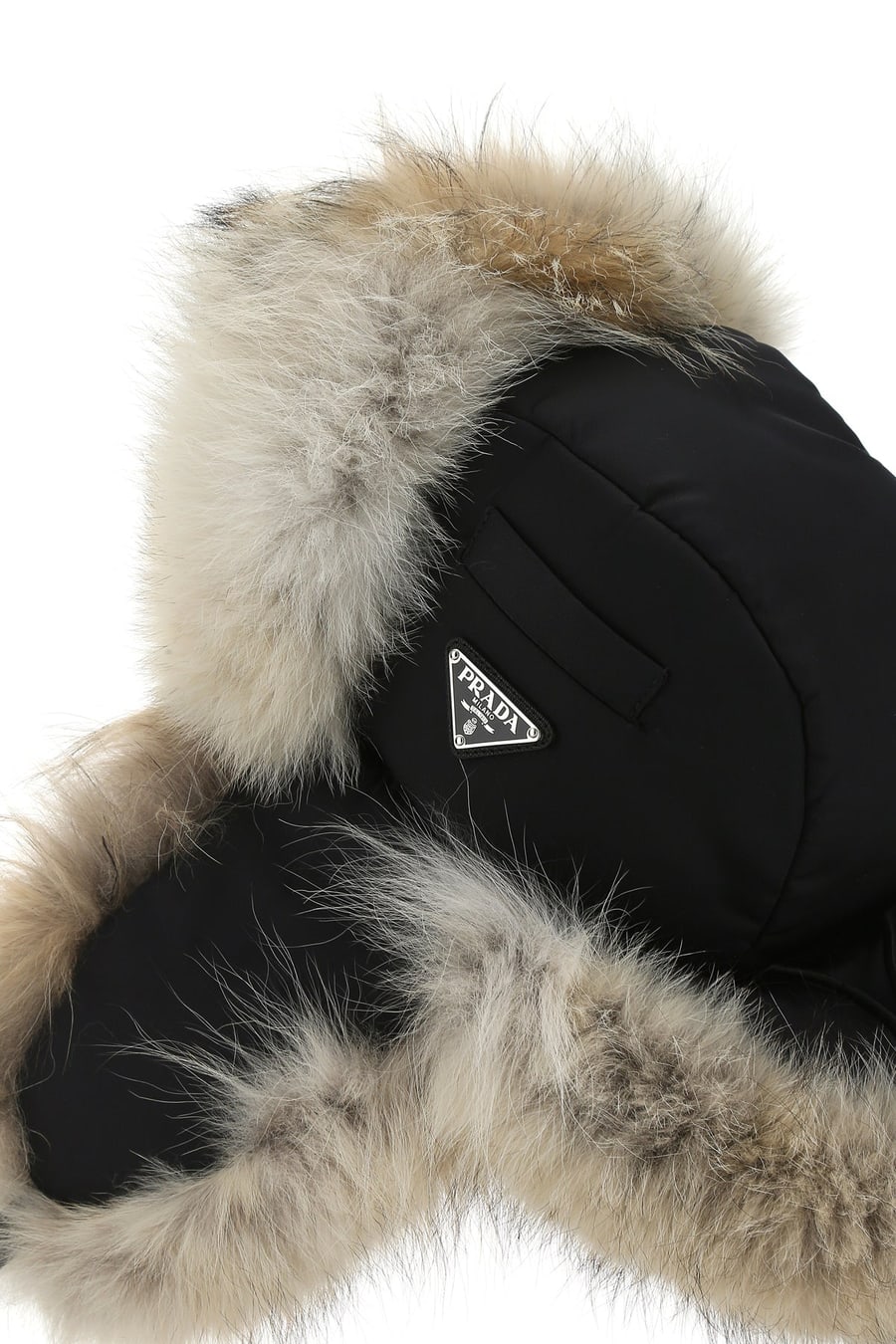 Prada Cappello in nylon e pelliccia, view 4