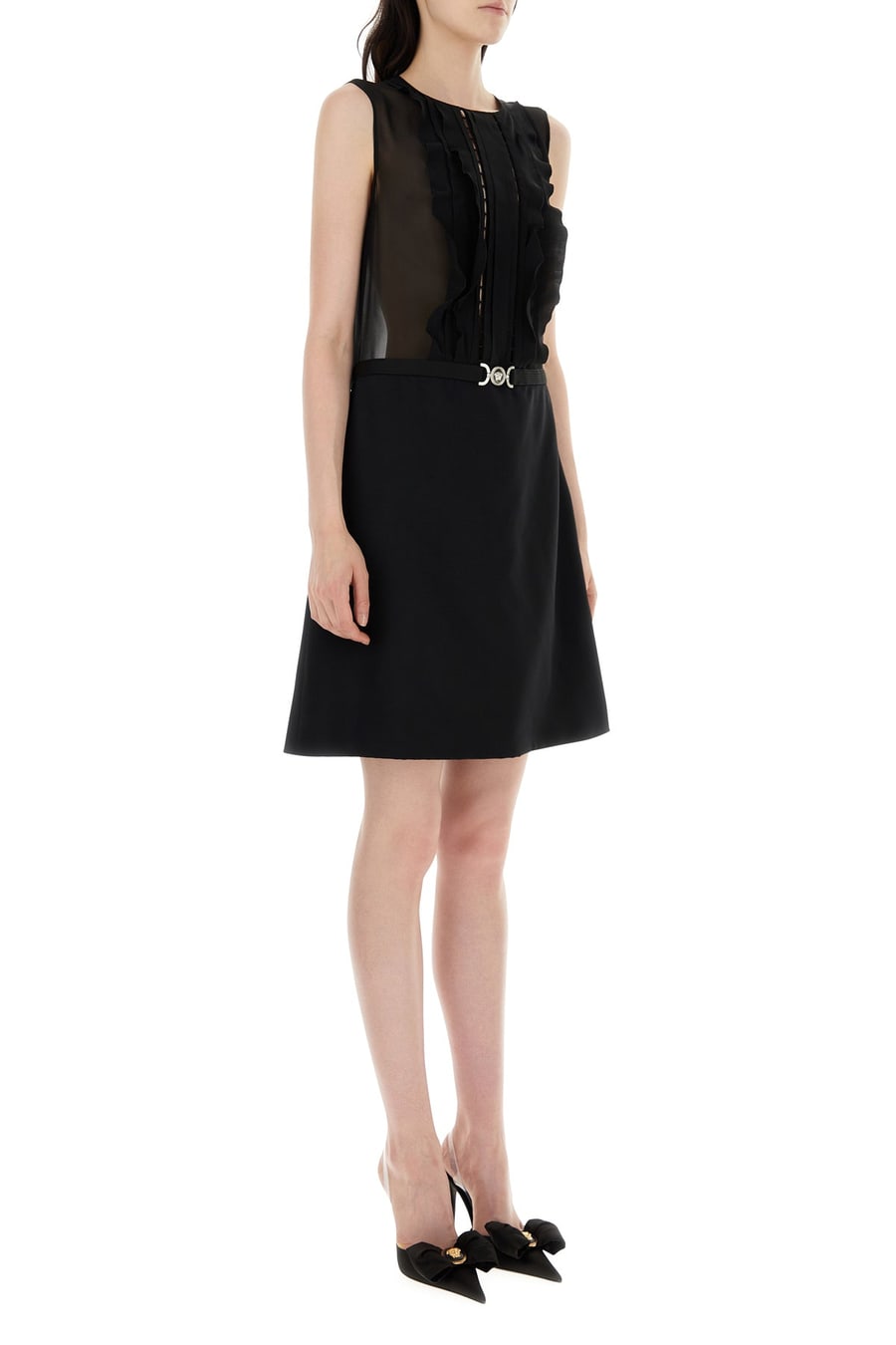 Versace Mini abito in georgette nera, view 3
