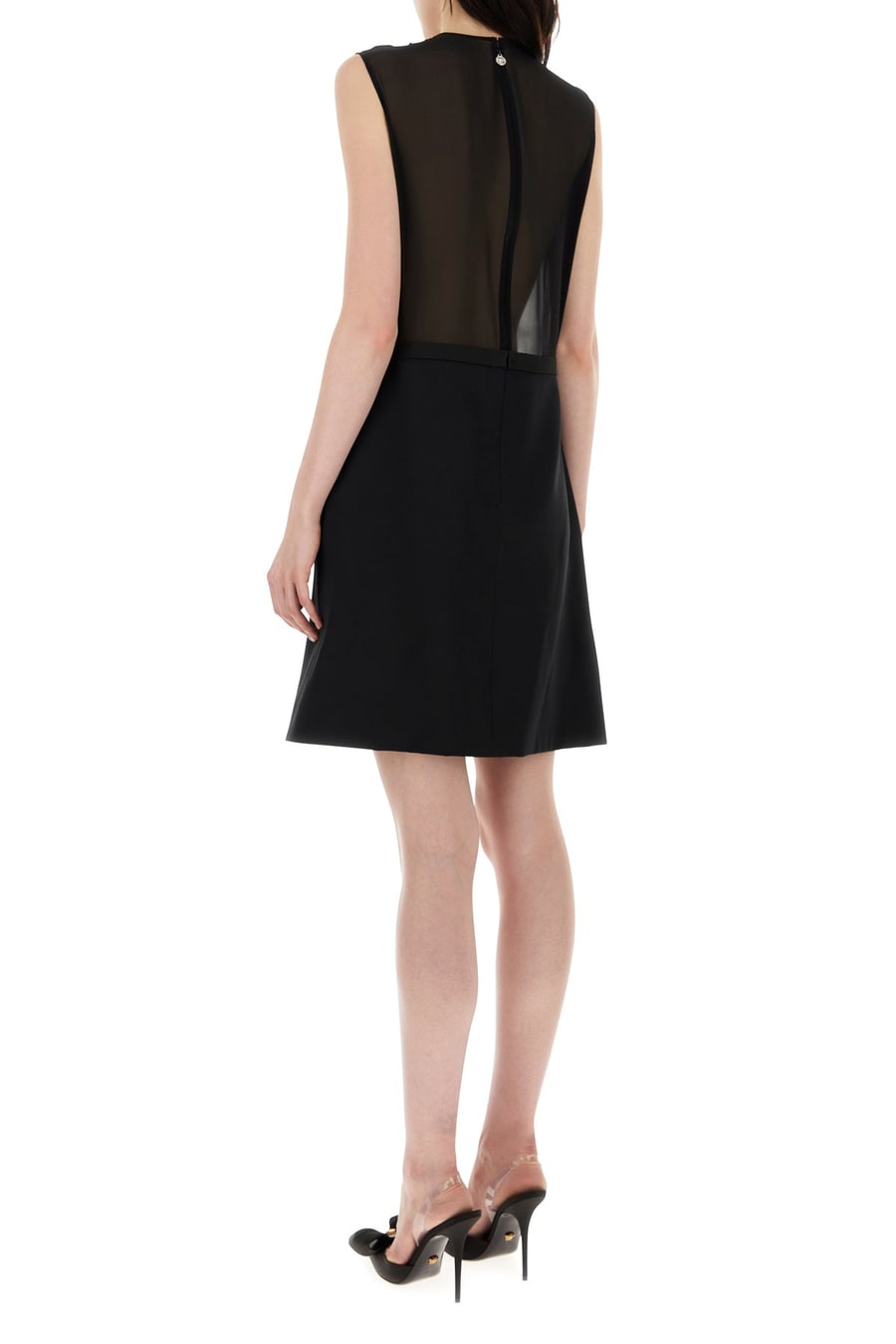 Versace Mini abito in georgette nera, view 4