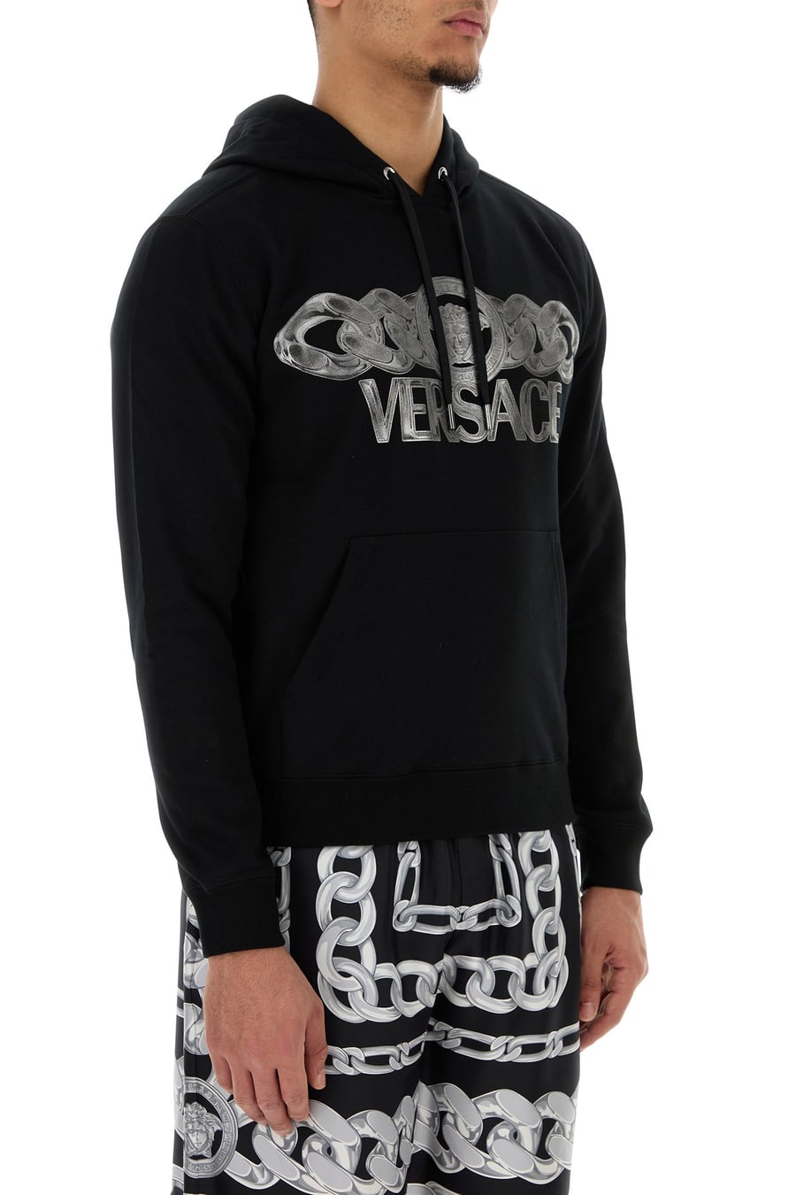 Versace Felpa in cotone nero, view 3