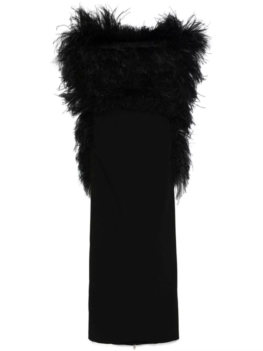 Sportmax Abito midi con piume