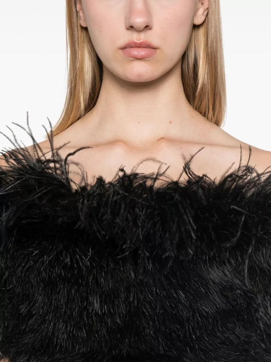 Sportmax Abito midi con piume, view 2