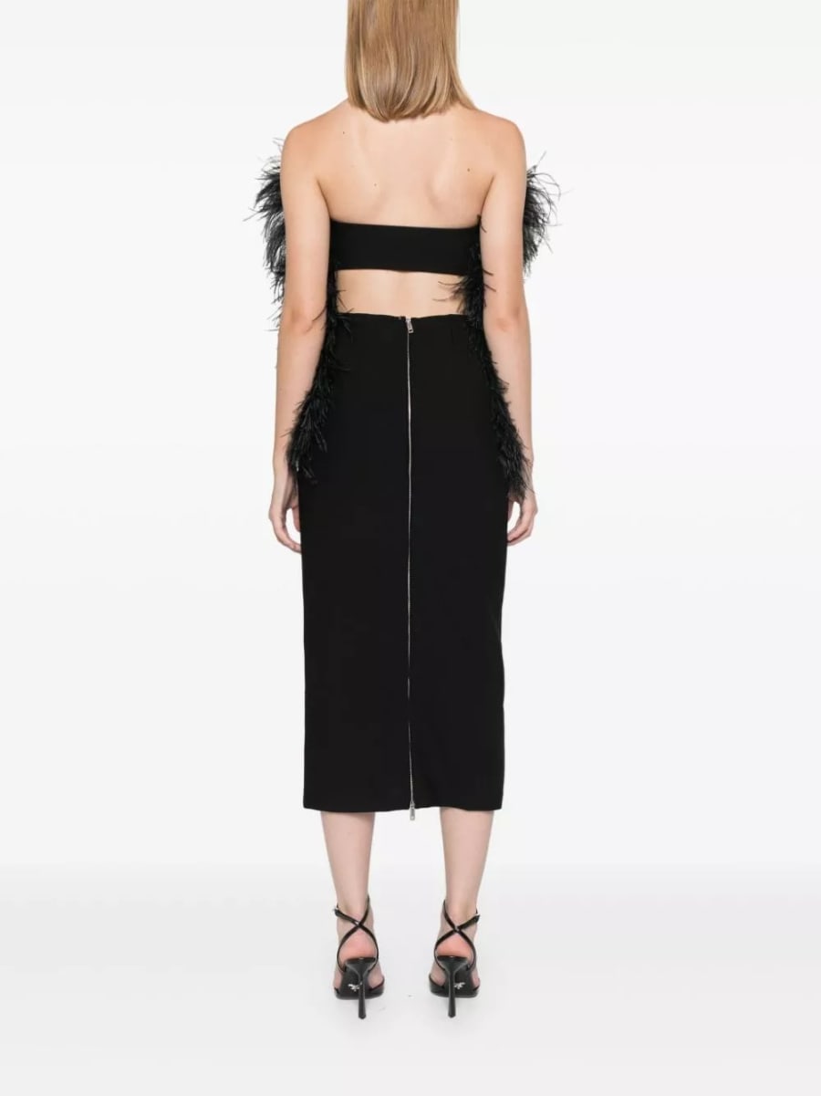 Sportmax Abito midi con piume, view 3