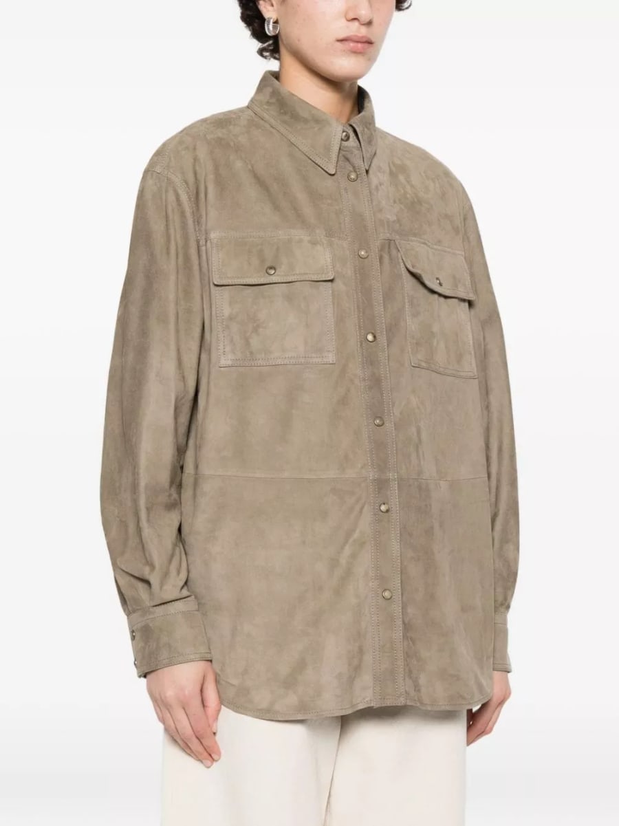 Brunello Cucinelli Camicia in pelle, view 3