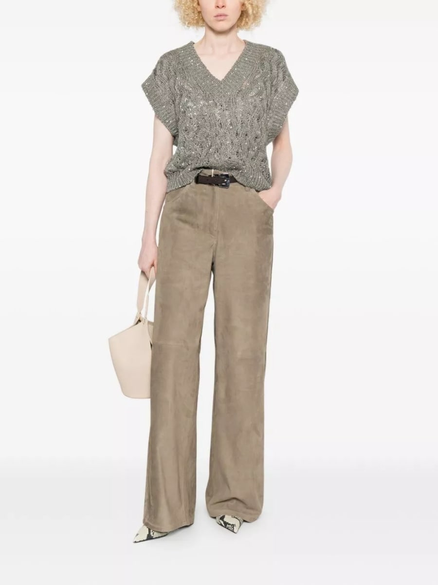 Brunello Cucinelli Pantaloni in pelle, view 5