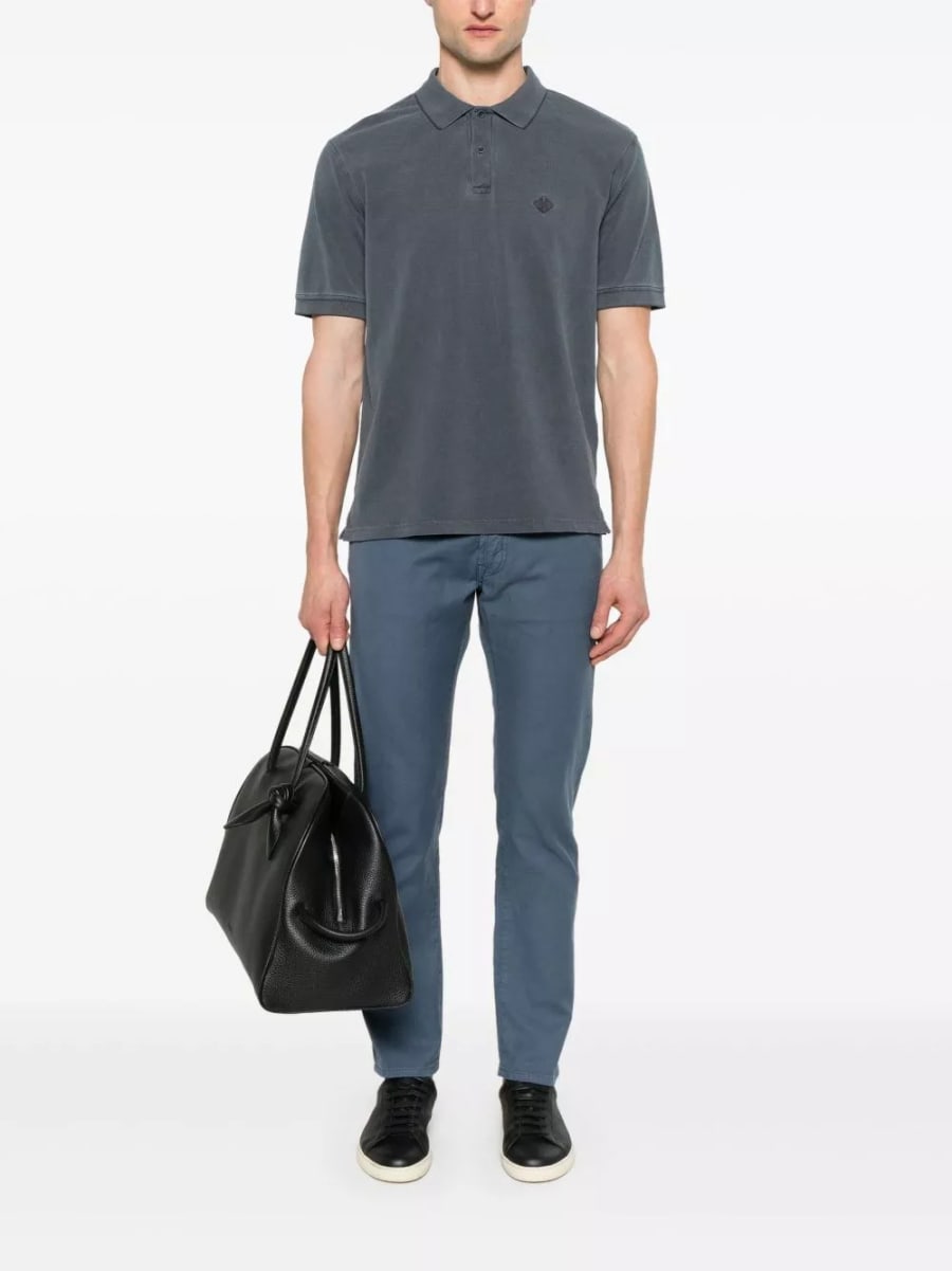 Herno la polo in cotone con logo, view 4