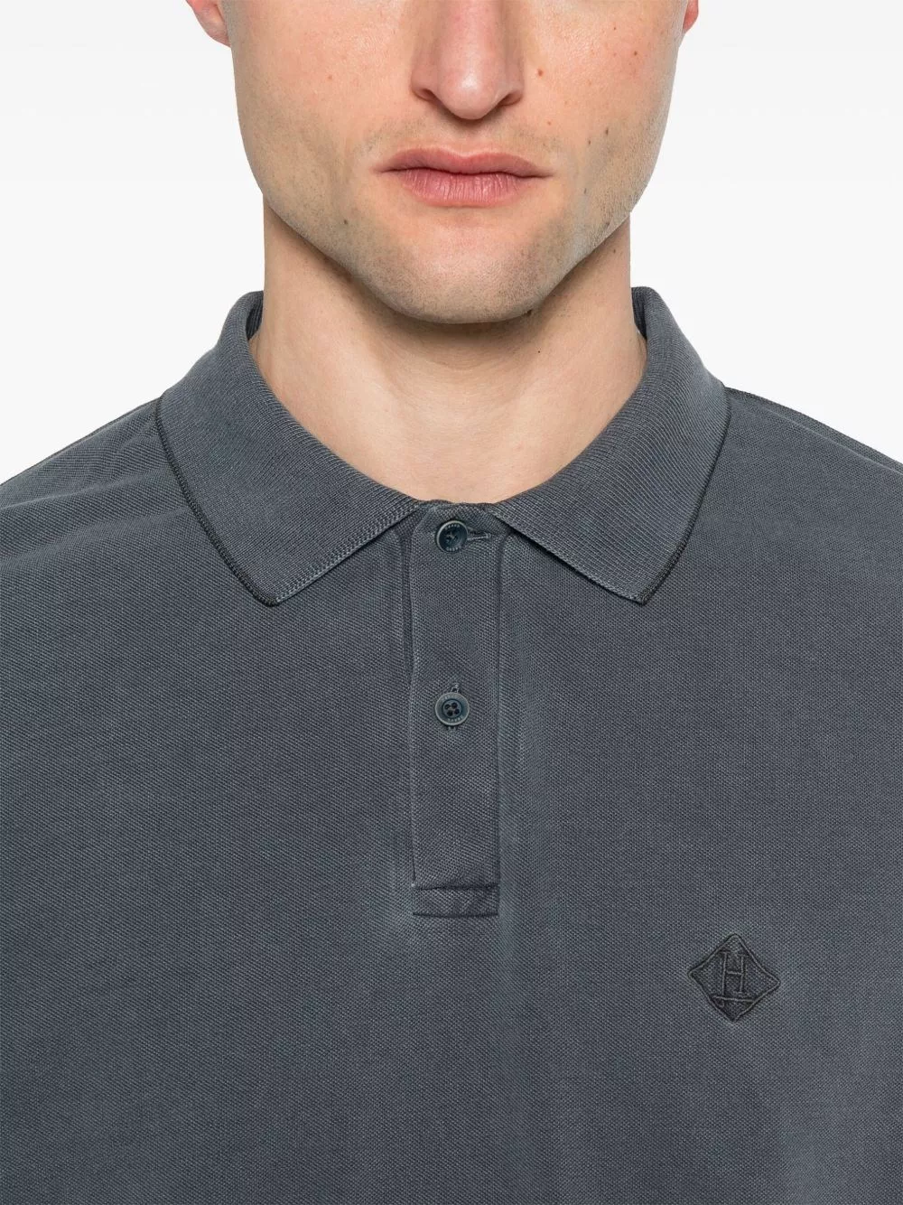 Herno la polo in cotone con logo, view 2