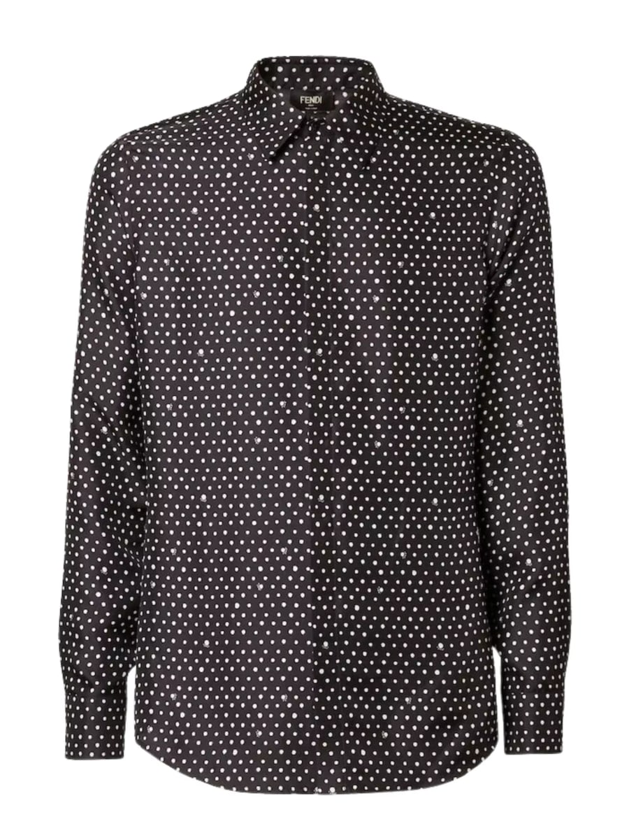 Fendi Camicia in seta nera stampata