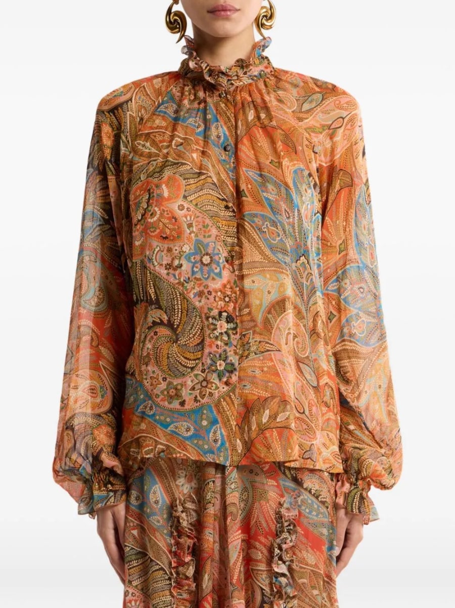 Etro Camicia in seta stampata, view 3