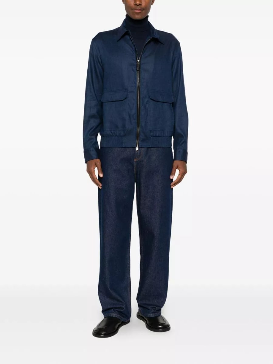 Brioni Giacca blouson in lino e lana, view 2