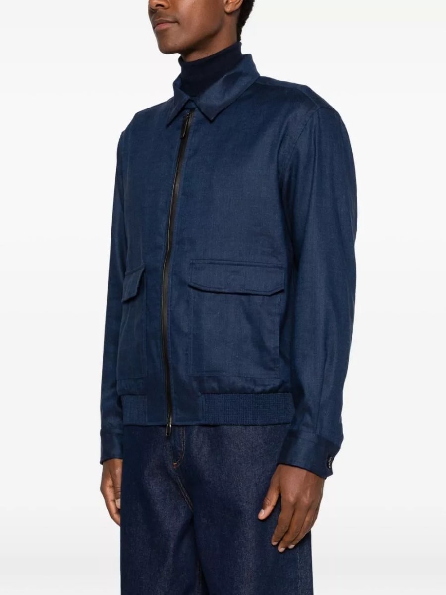 Brioni Giacca blouson in lino e lana, view 4