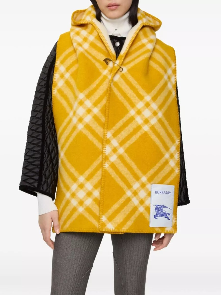Burberry Sciarpa con cappuccio in lana, view 3
