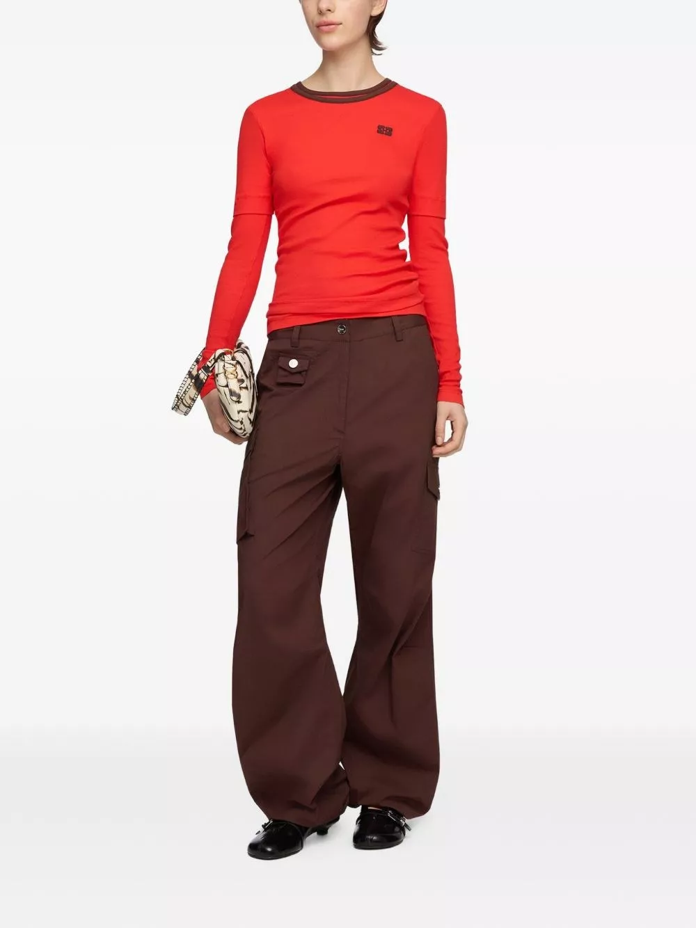 Ganni Pantaloni cargo in cotone biologico, view 2