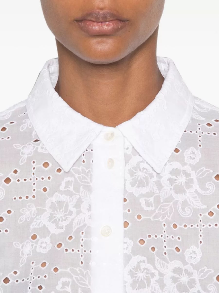 Tory Burch Blusa in cotone con occhielli, view 3
