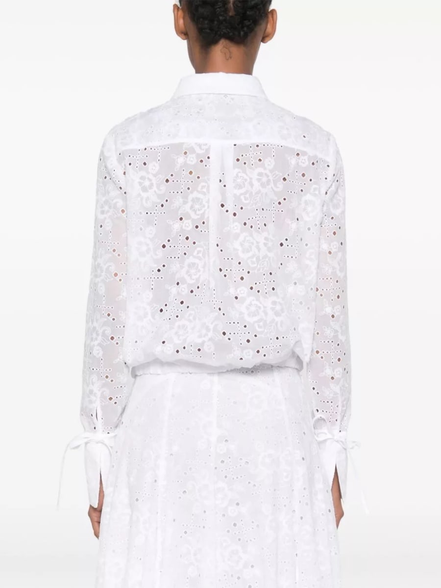 Tory Burch Blusa in cotone con occhielli, view 4