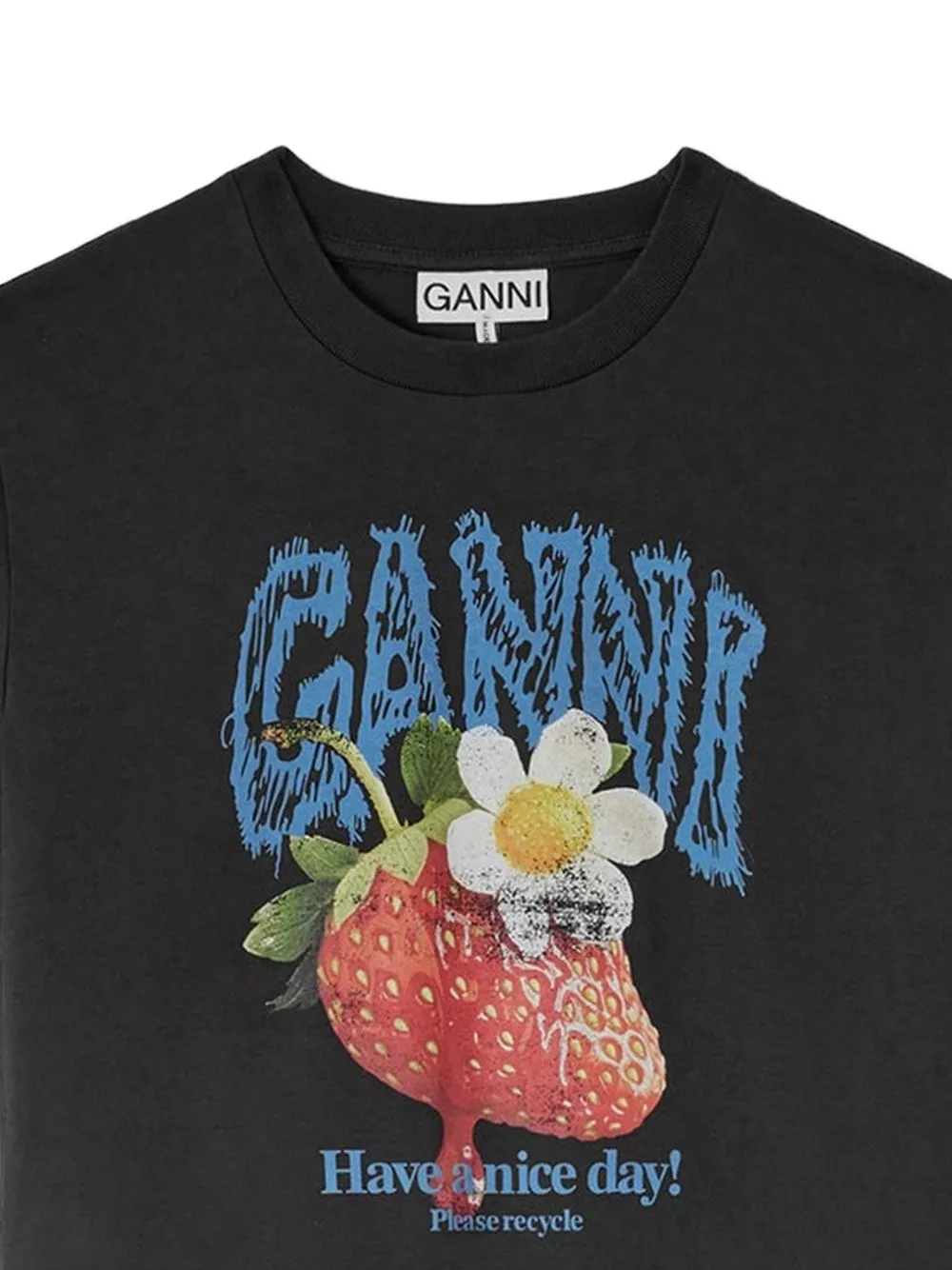 Ganni T-shirt in cotone stampato, view 2