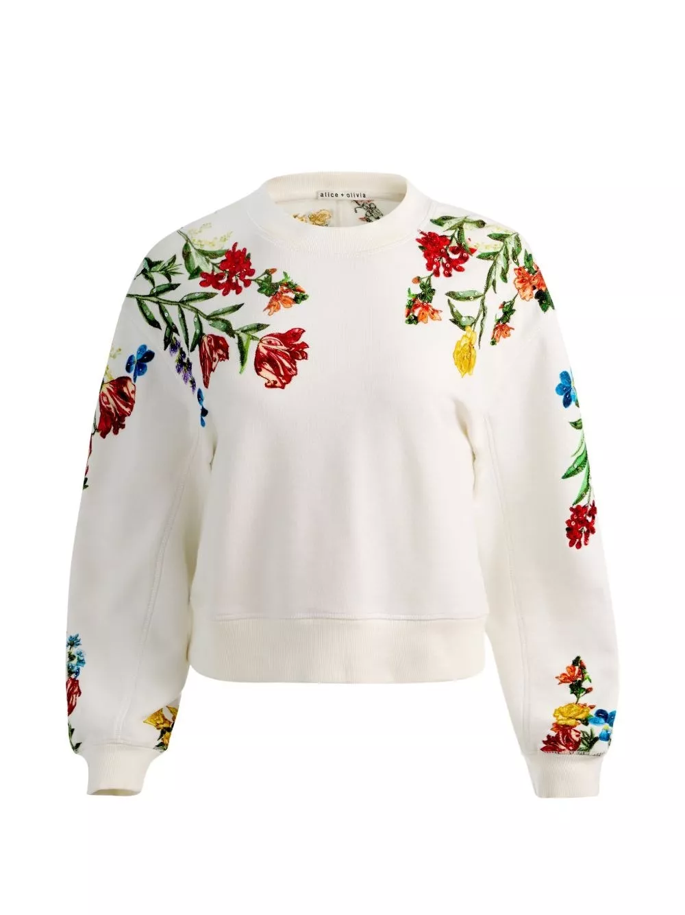 Alice+olivia Felpa in cotone ricamata