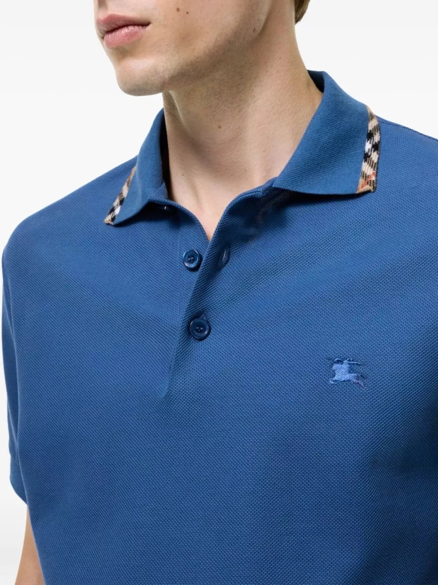 Burberry la polo in cotone con logo, view 2