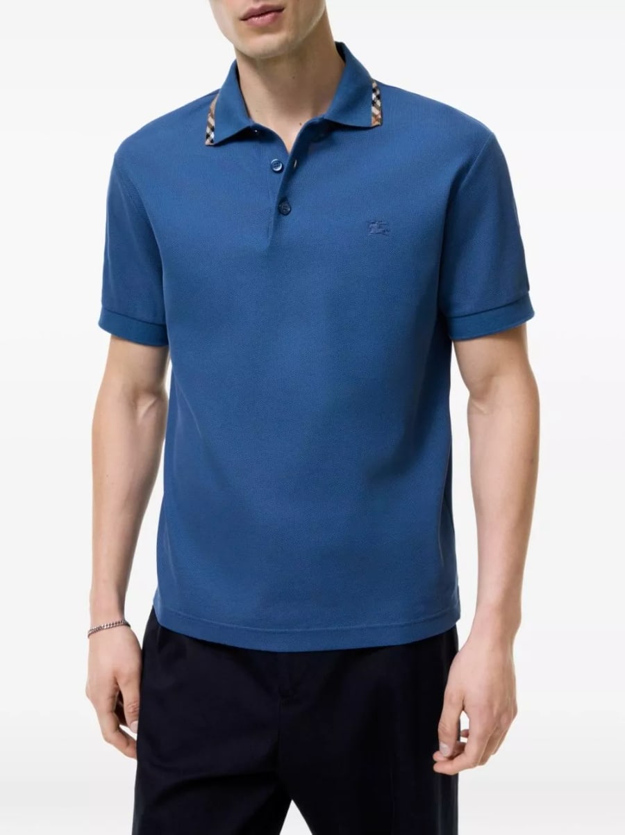 Burberry la polo in cotone con logo, view 3