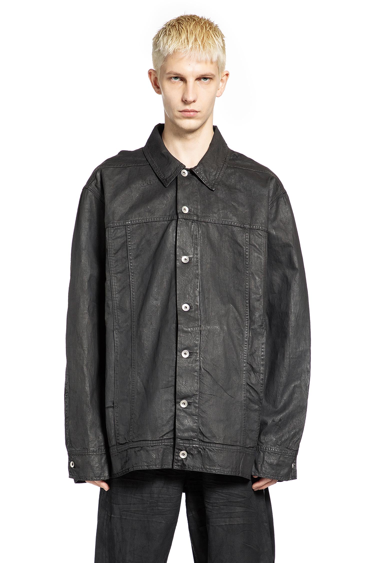 Rick Owens DRKSHDW Temple Jumbo Worker in Stretch Denim, view 2