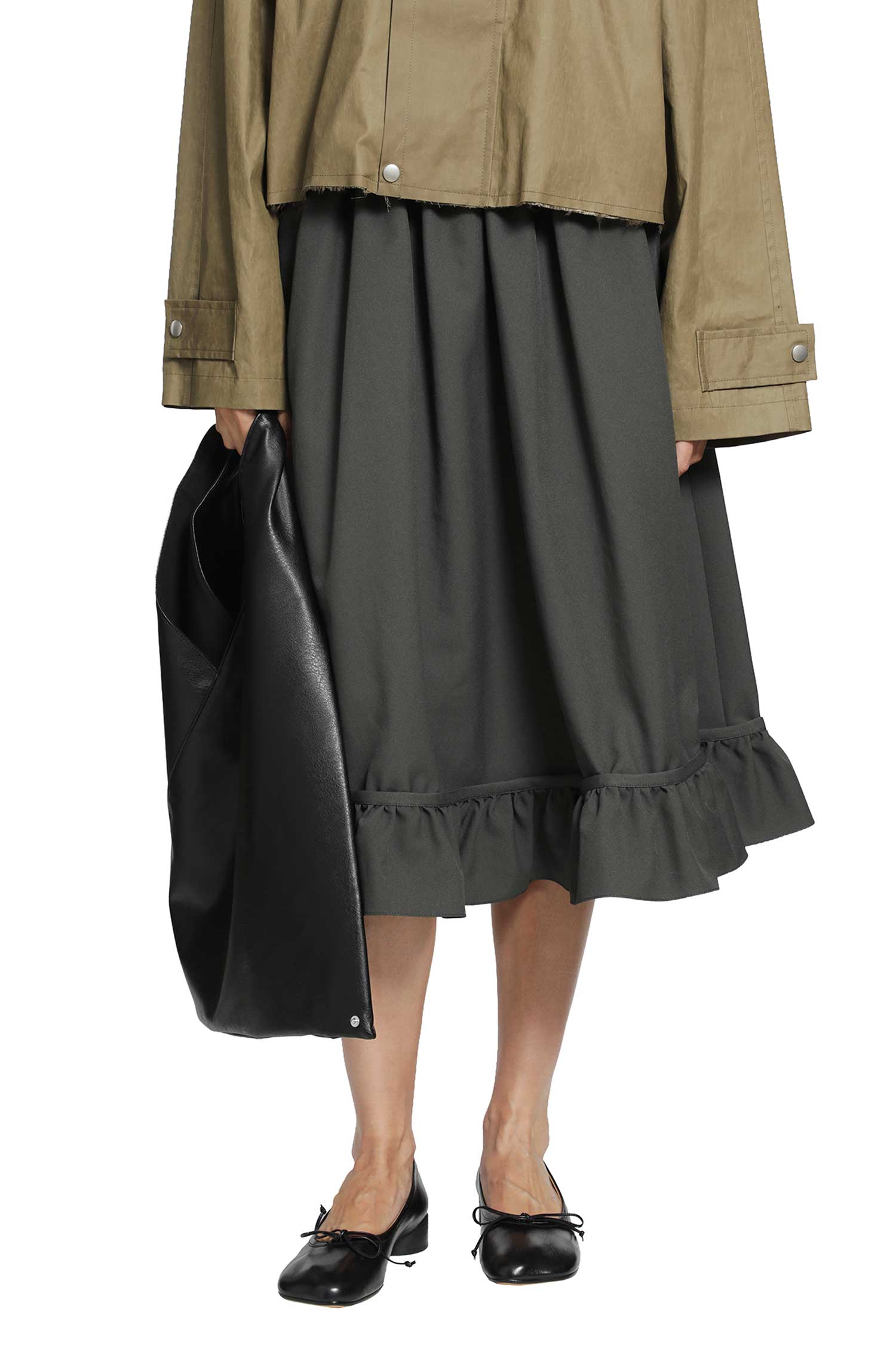 MM6 Maison Margiela Gathered Midi Skirt