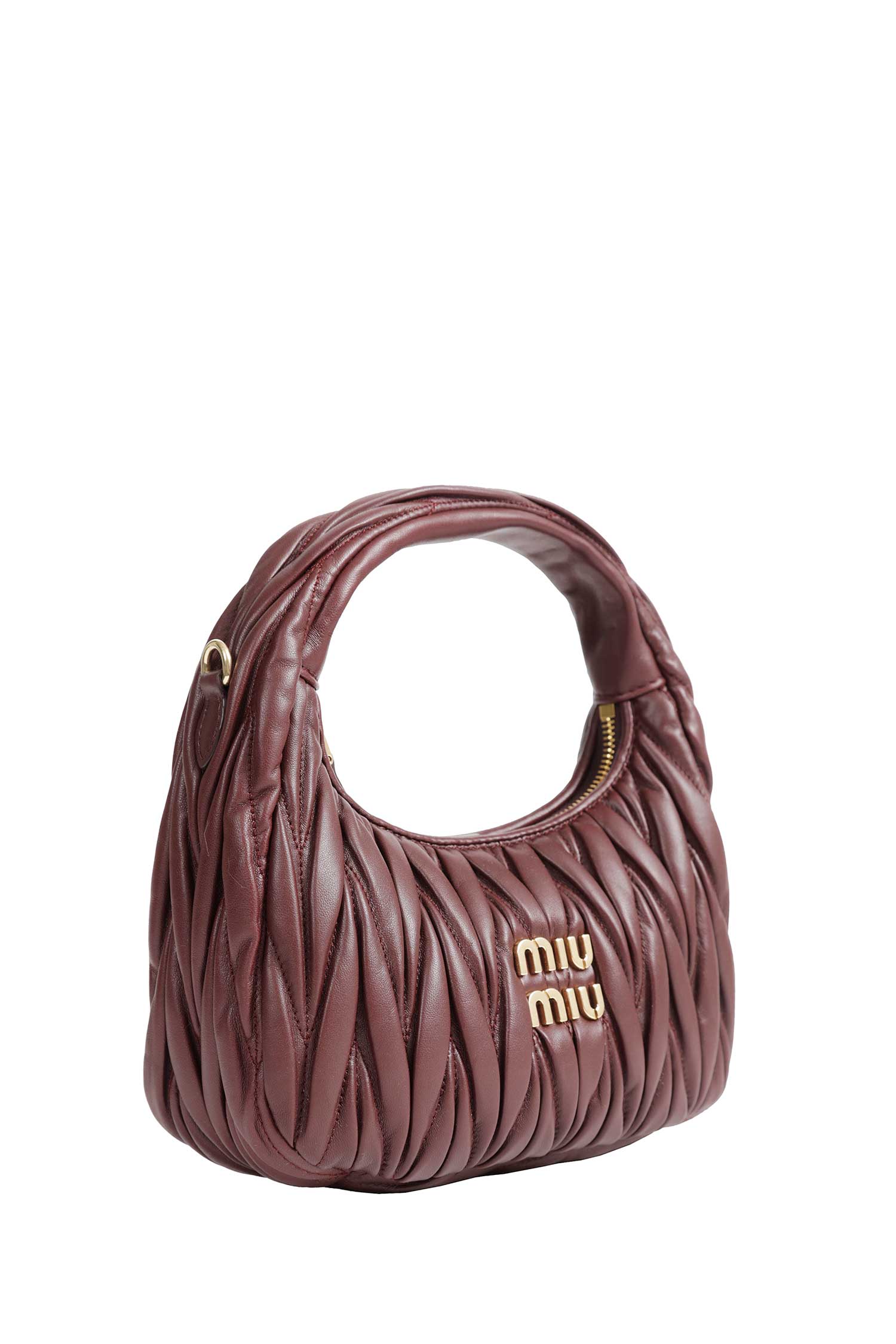 Miu Miu Wander Matelassé Nappa Leather Hobo Bag, view 2