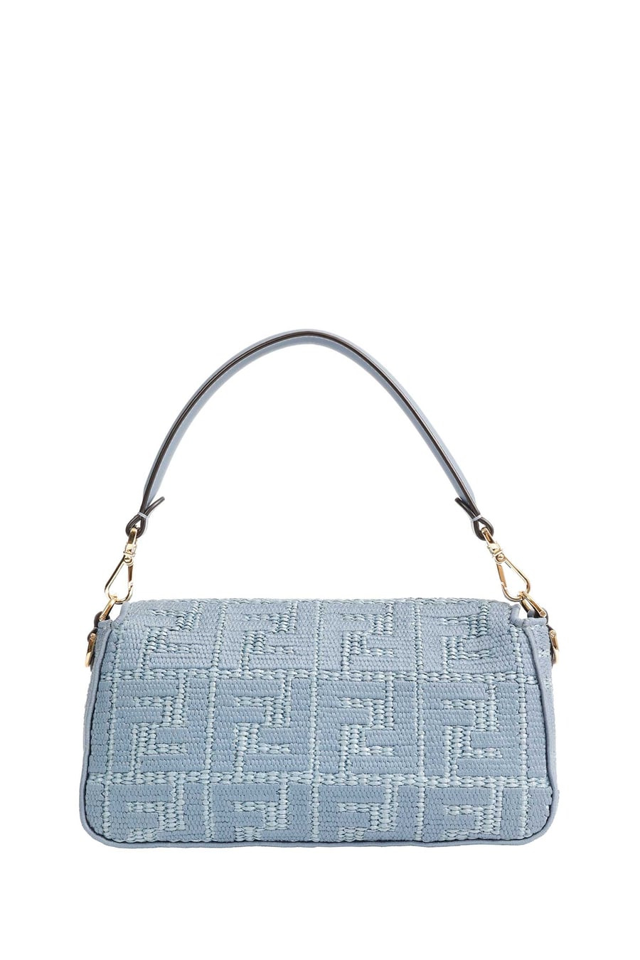 Fendi Raffia-Effect Woven Bag with FF Embroidery, view 3