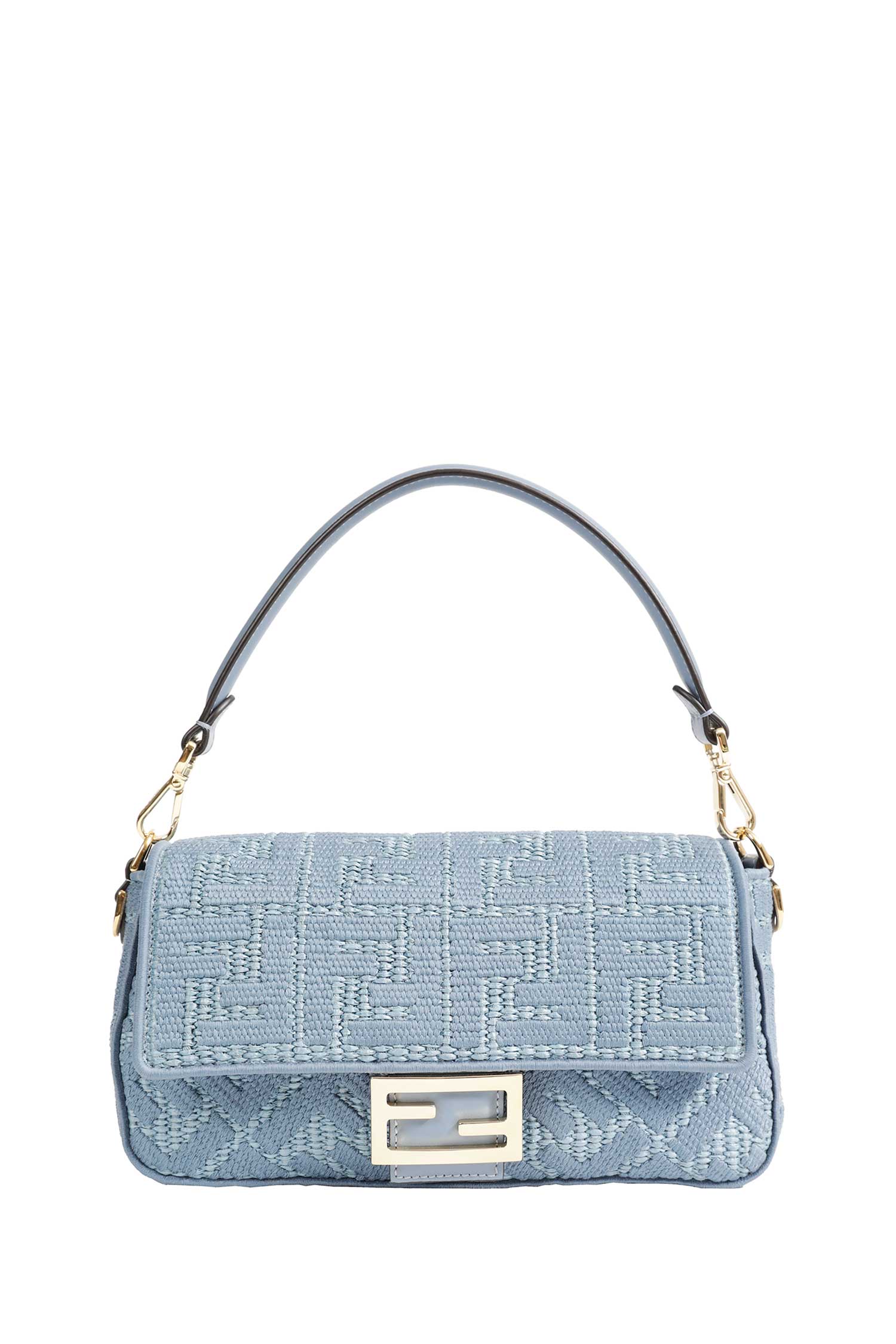 Fendi Raffia-Effect Woven Bag with FF Embroidery