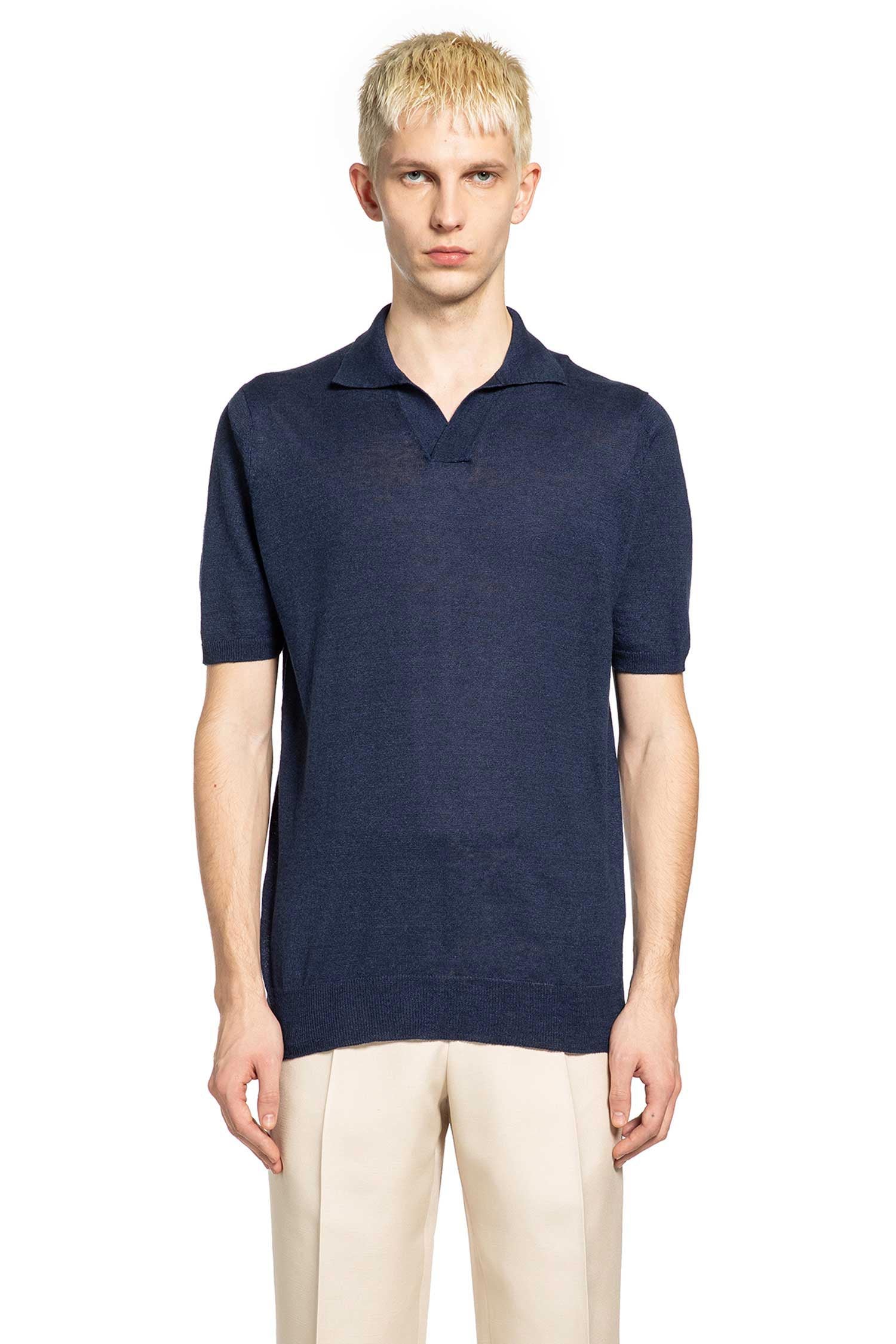 LARDINI Cotton Linen Knit Polo, view 2