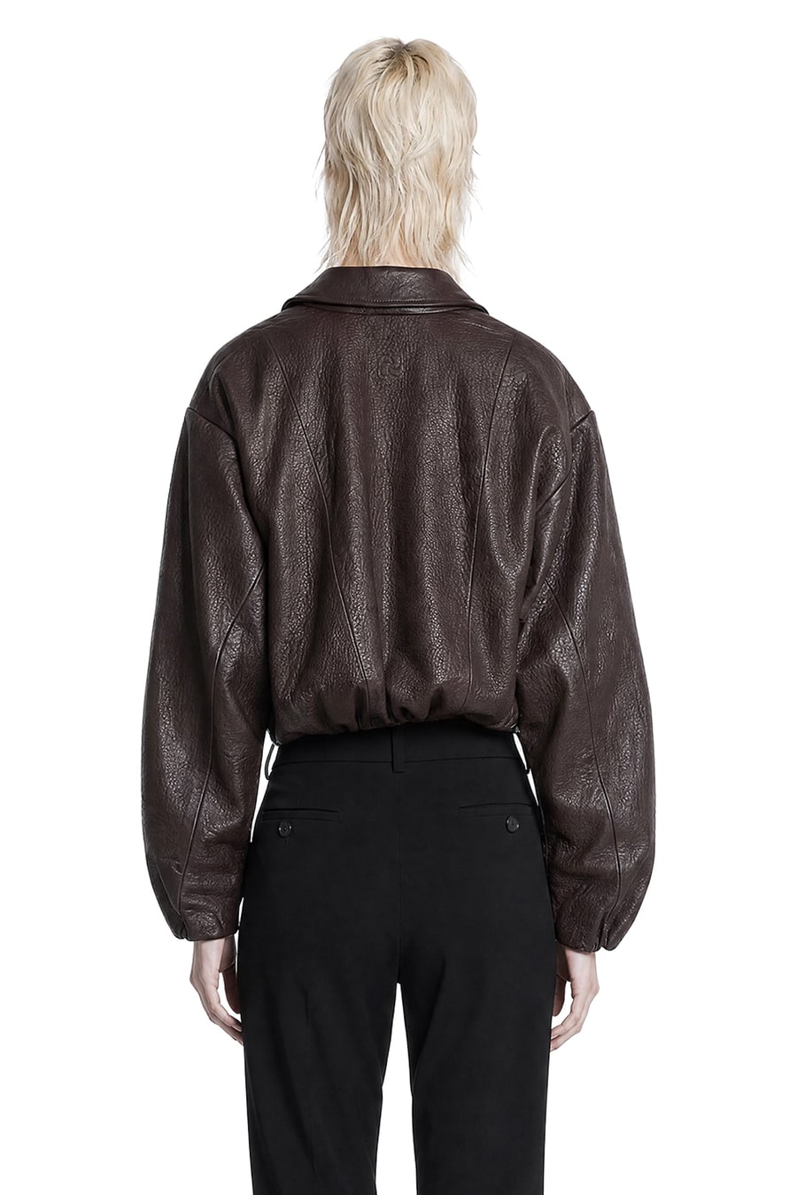 MAGDA BUTRYM Cropped Leather Bomber Jacket, view 3