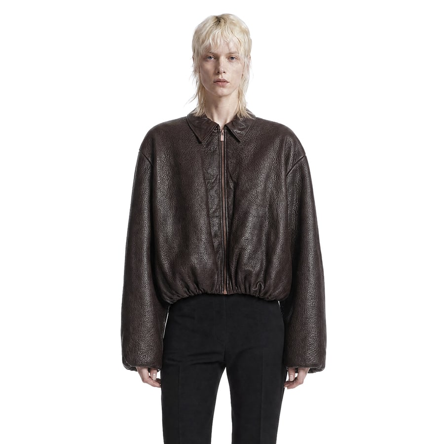 MAGDA BUTRYM Cropped Leather Bomber Jacket, view 5