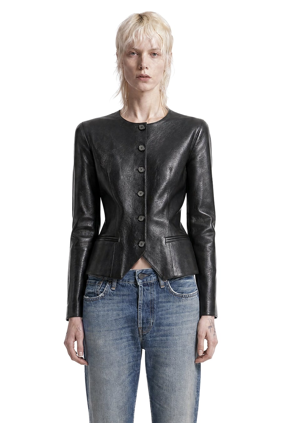 MAGDA BUTRYM Fitted Leather Blazer, view 2