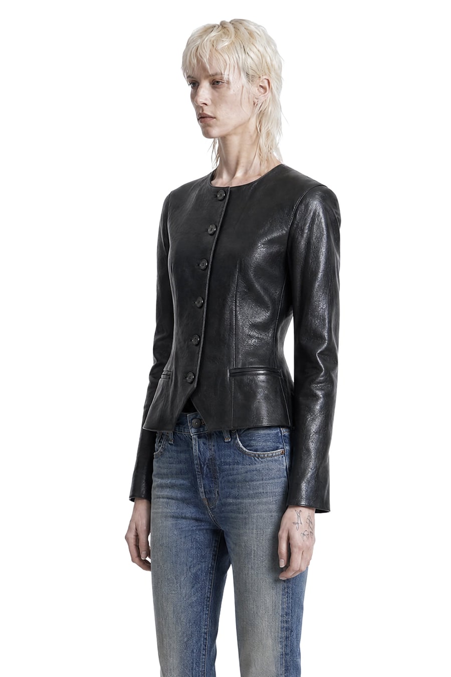 MAGDA BUTRYM Fitted Leather Blazer, view 3