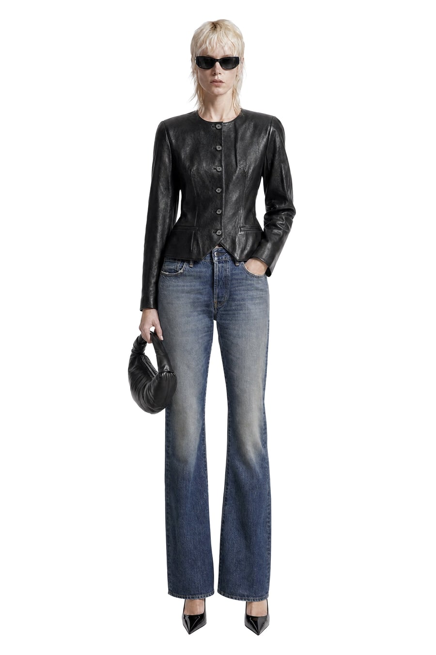 MAGDA BUTRYM Fitted Leather Blazer, view 5