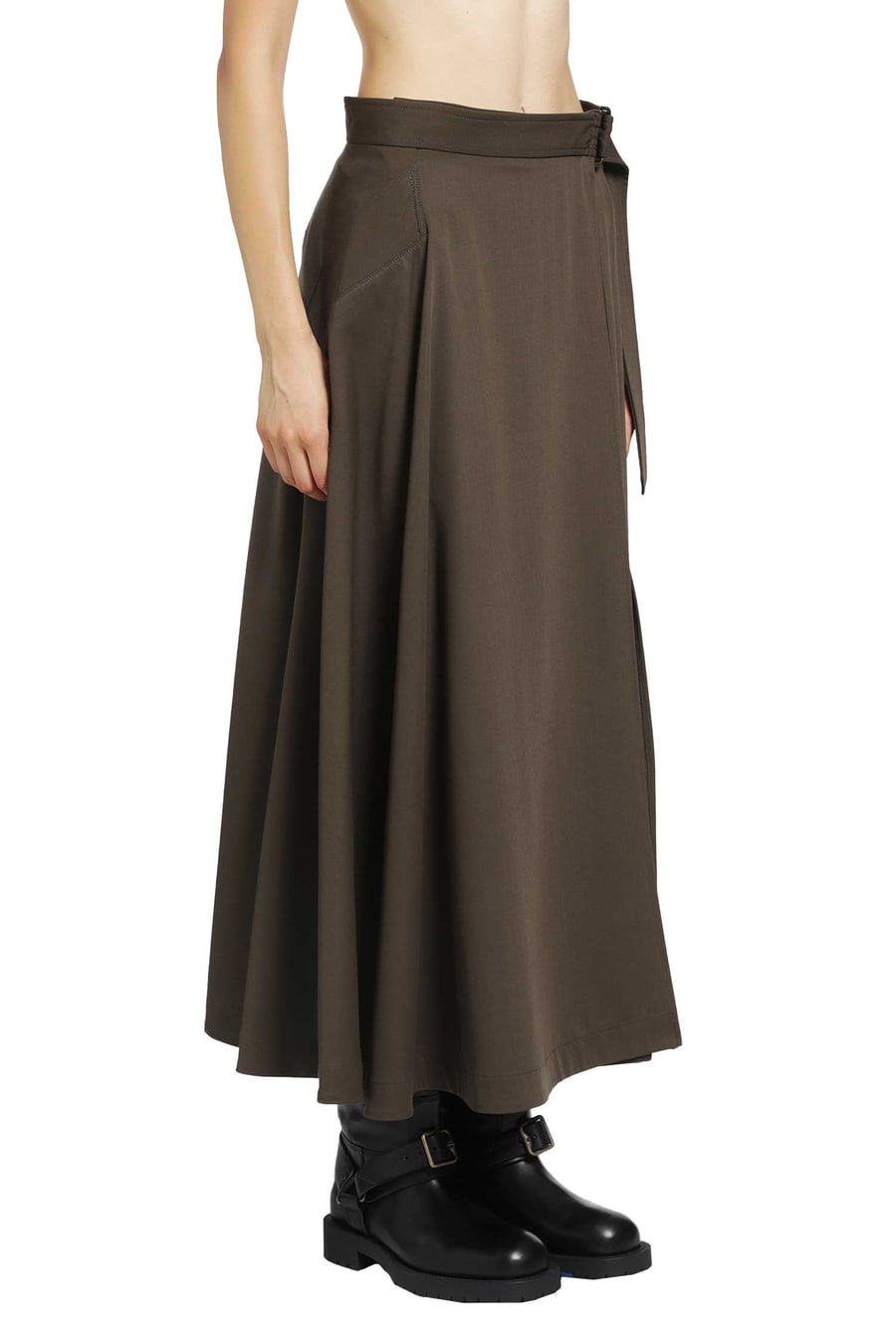 Burberry Wool Twill Midi Skirt, view 3