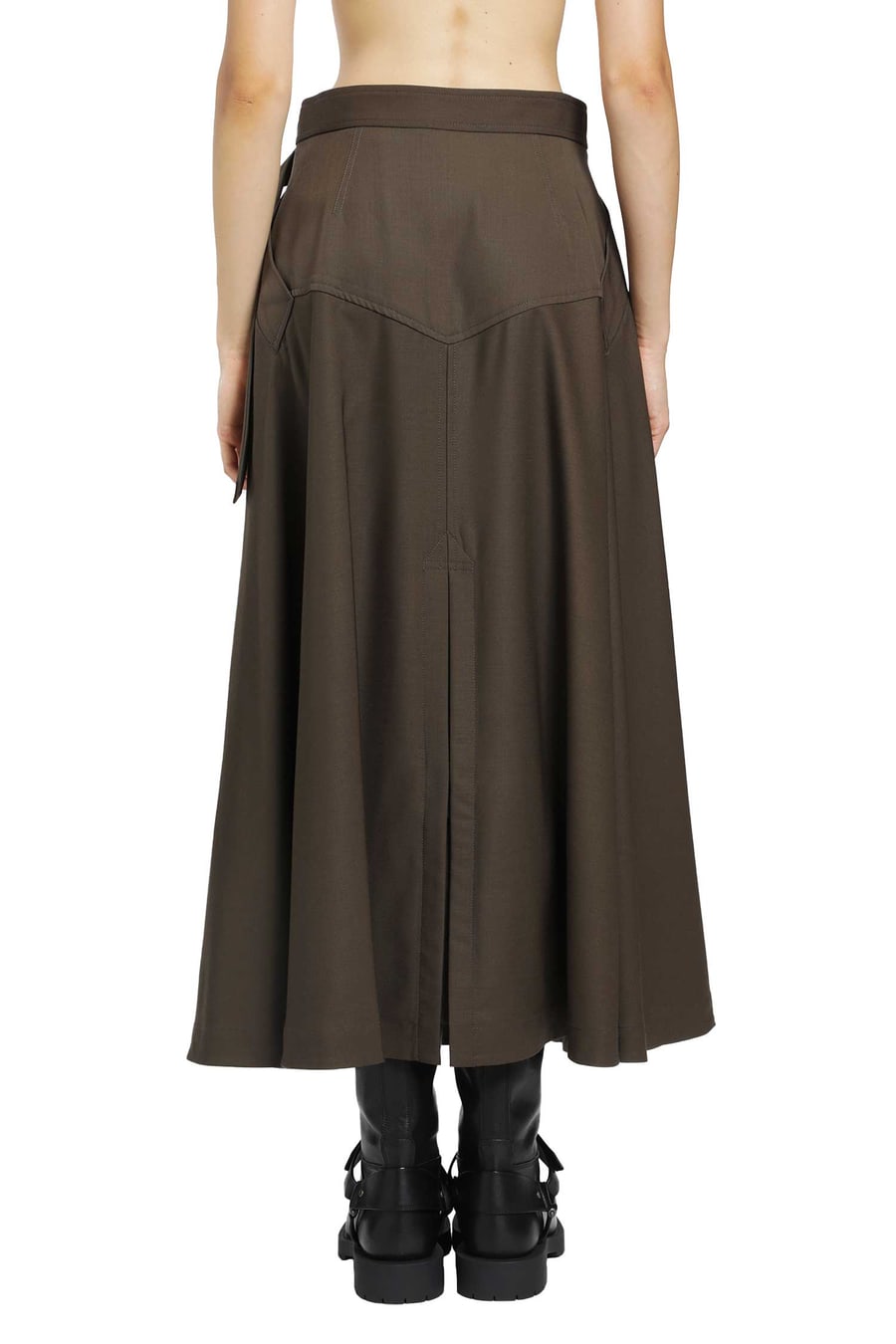 Burberry Wool Twill Midi Skirt, view 4