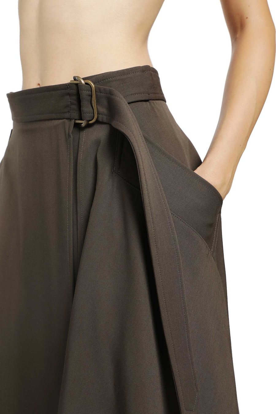Burberry Wool Twill Midi Skirt, view 5