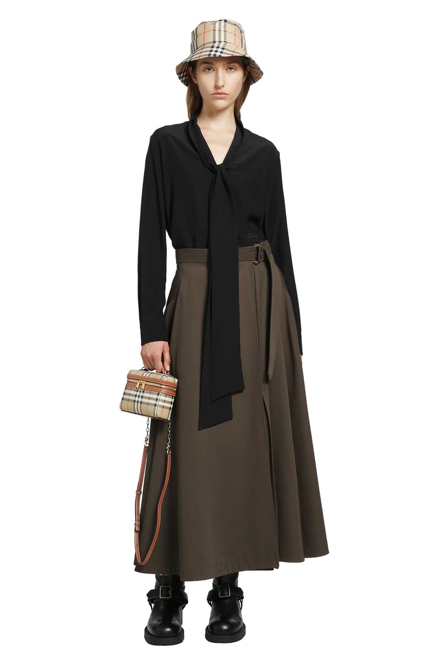 Burberry Wool Twill Midi Skirt, view 6