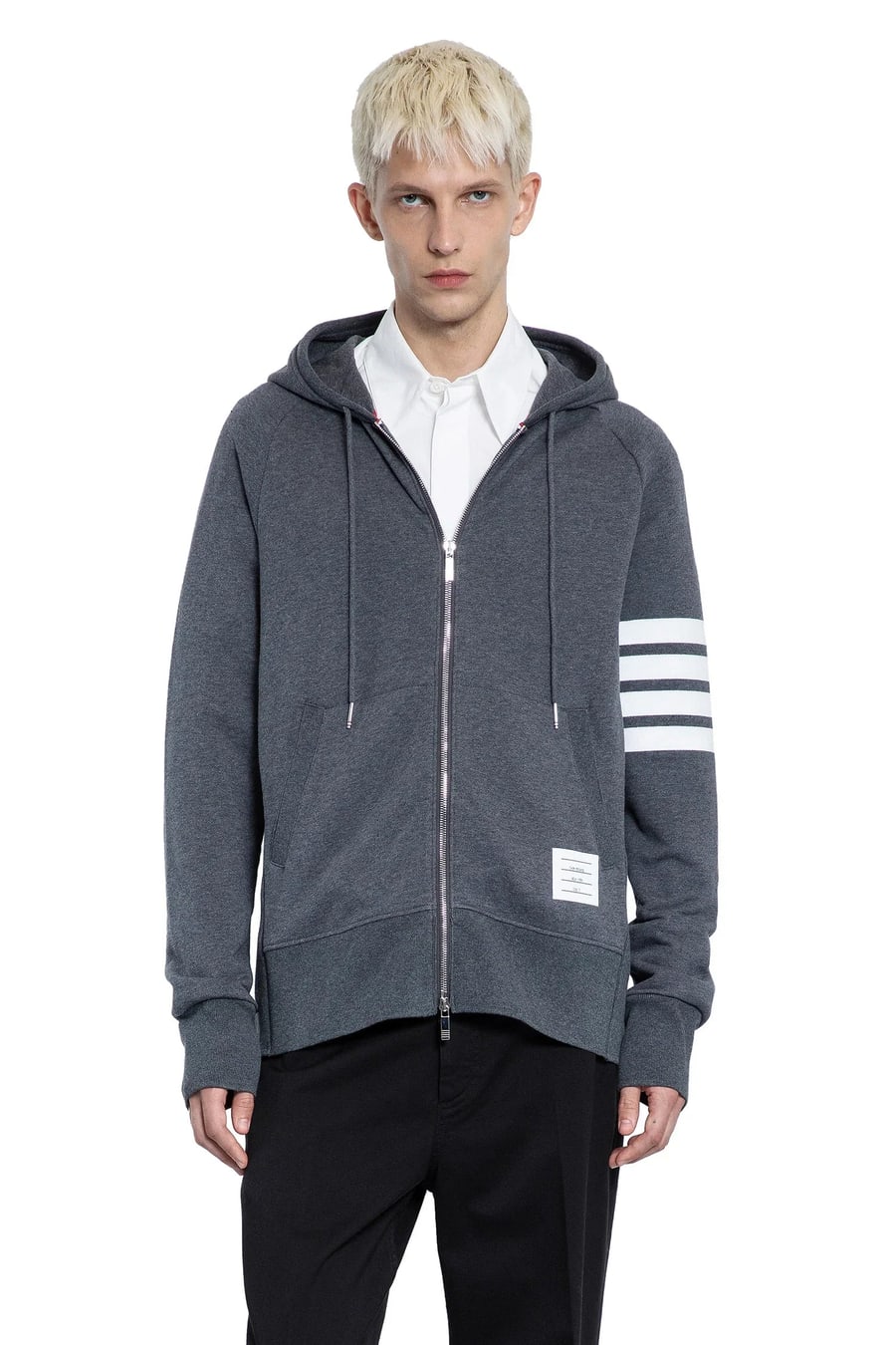 Thom Browne 4-Bar Zip-Up Hoodie in Classic Loopback