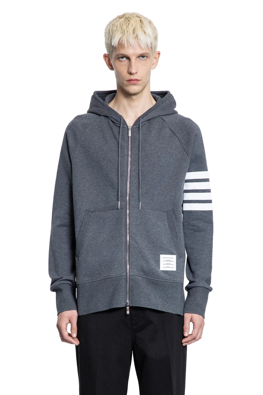 Thom Browne 4-Bar Zip-Up Hoodie in Classic Loopback, view 2