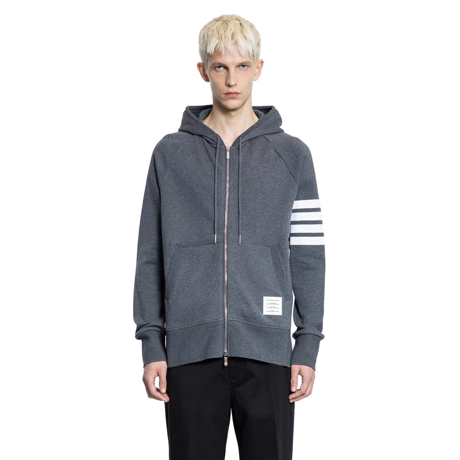 Thom Browne 4-Bar Zip-Up Hoodie in Classic Loopback, view 6