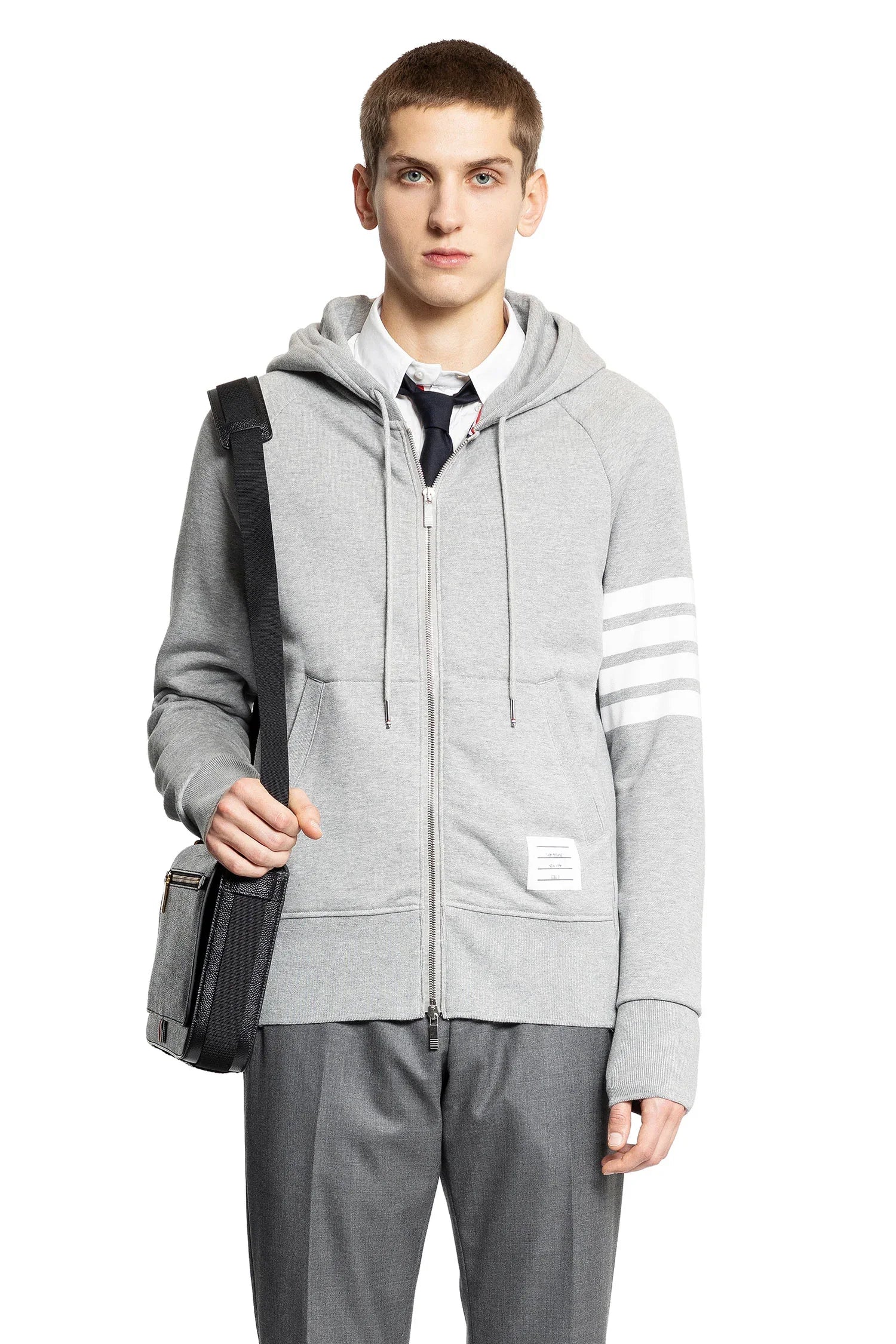 Thom Browne Classic Loopback 4-Bar Zip-Up Hoodie