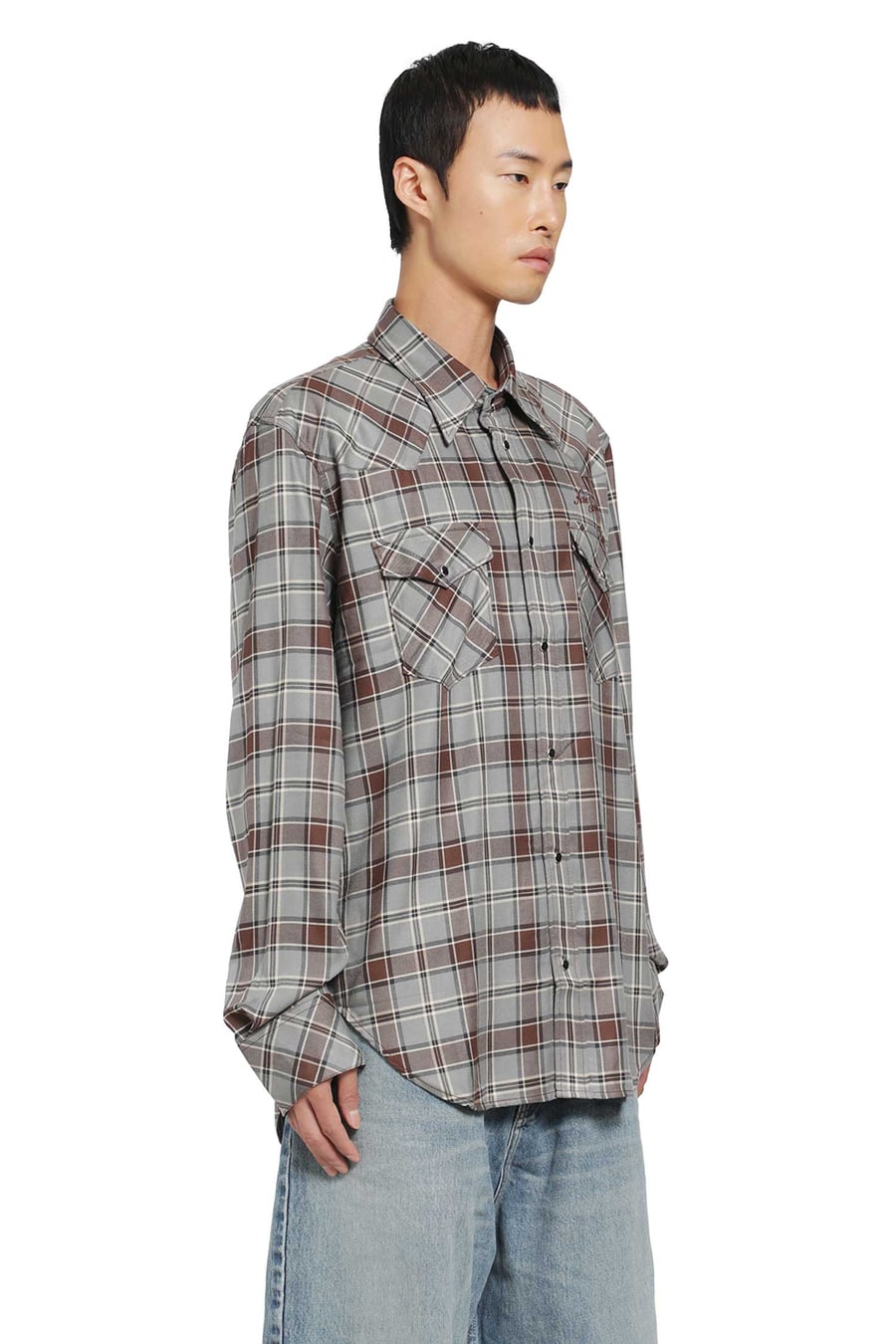 ACNE STUDIOS Flannel Check Button-Up Shirt, view 3