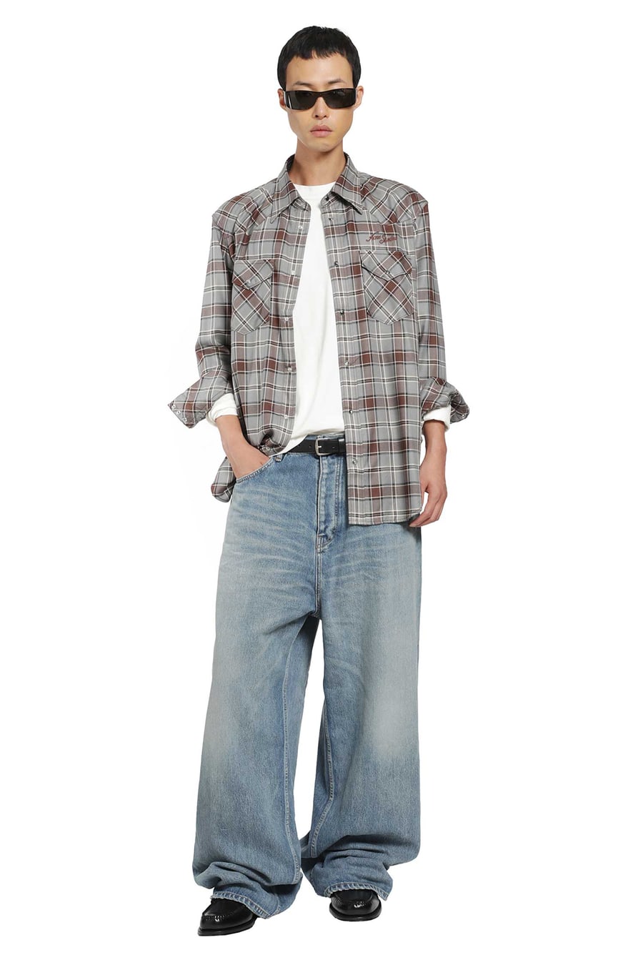 ACNE STUDIOS Flannel Check Button-Up Shirt, view 6