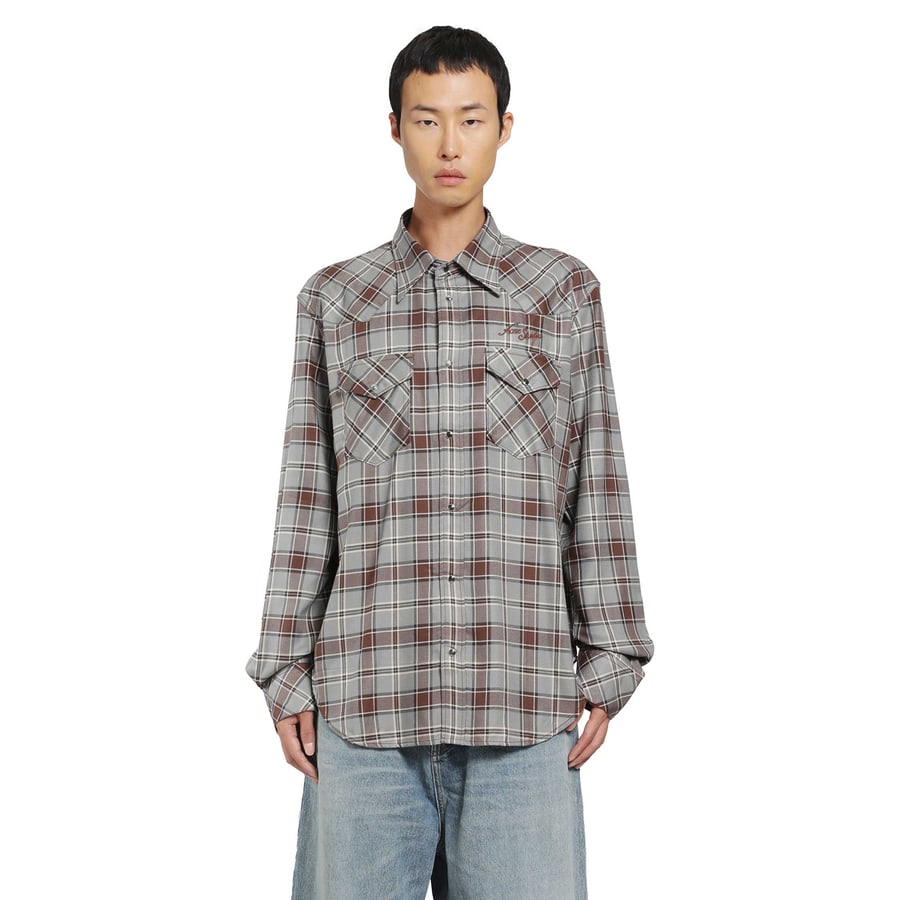 ACNE STUDIOS Flannel Check Button-Up Shirt, view 7